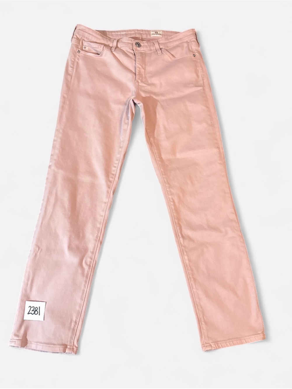 Ag Adriano Goldschmied Blush Pink Cropped Straight Jeans